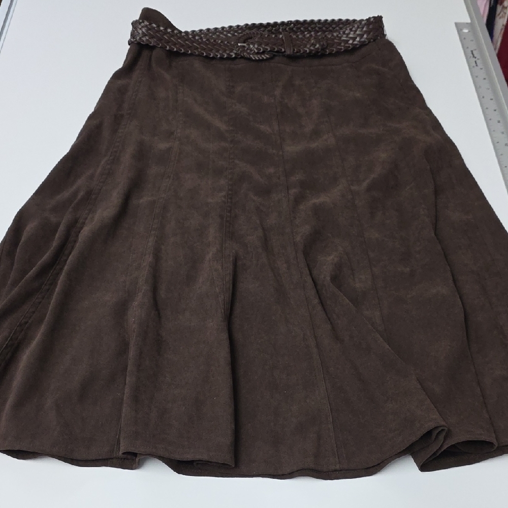 Dressbarn Brown A-Line Western Panel Skirt